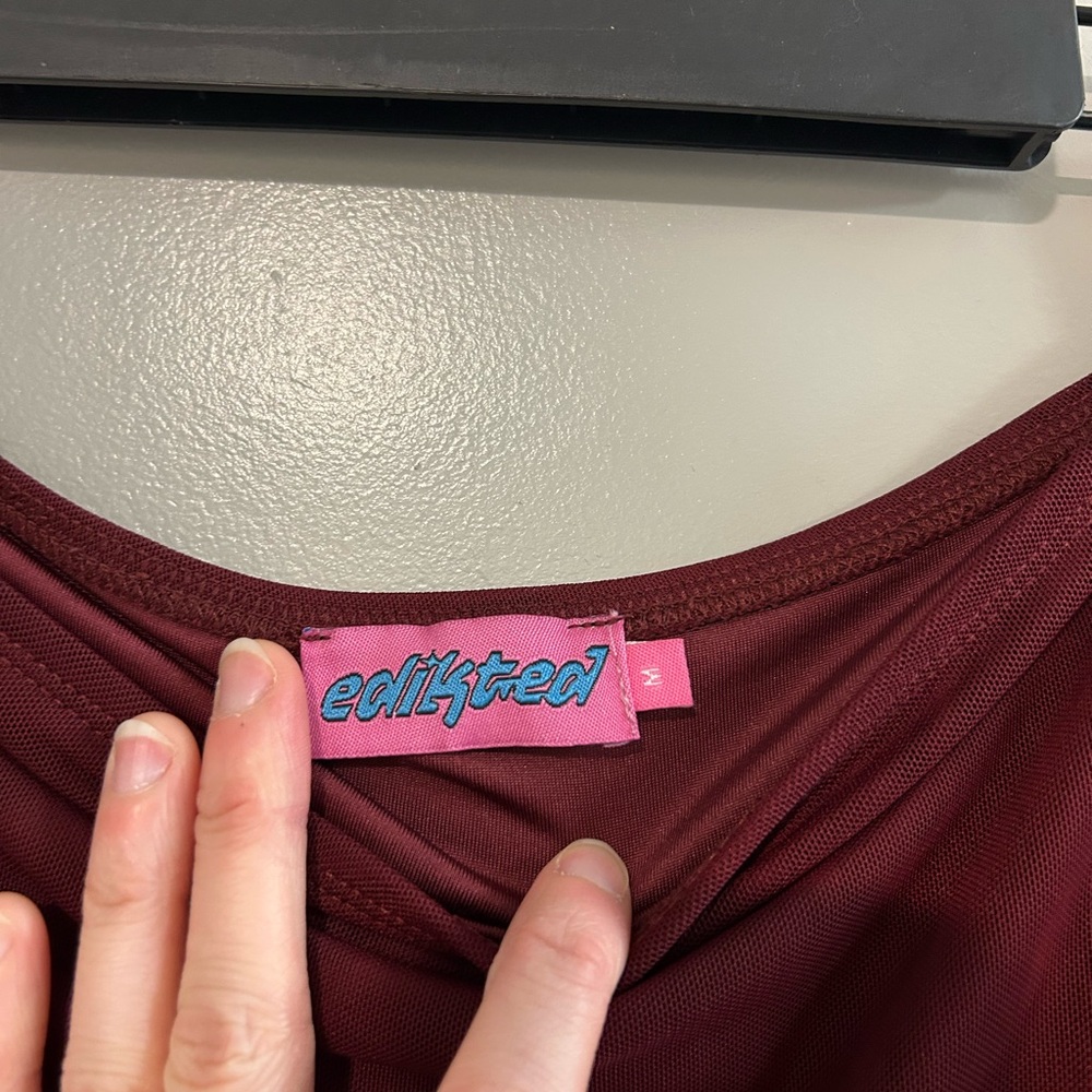 Edikted Deep Red Mini Skirt - Picture 2 of 3